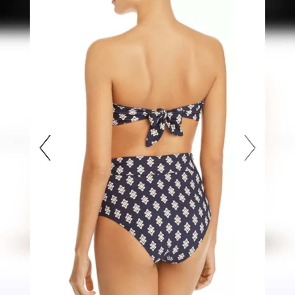 Tory Burch ✨️ Navy Double Diamond Two Piece Women's Swimsuit Size M - Picture 2 of 14